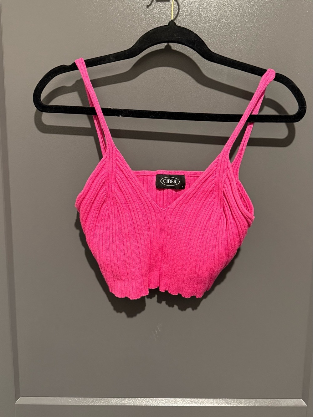 Cider Pink Ribbed V-Neck Cropped Camisole